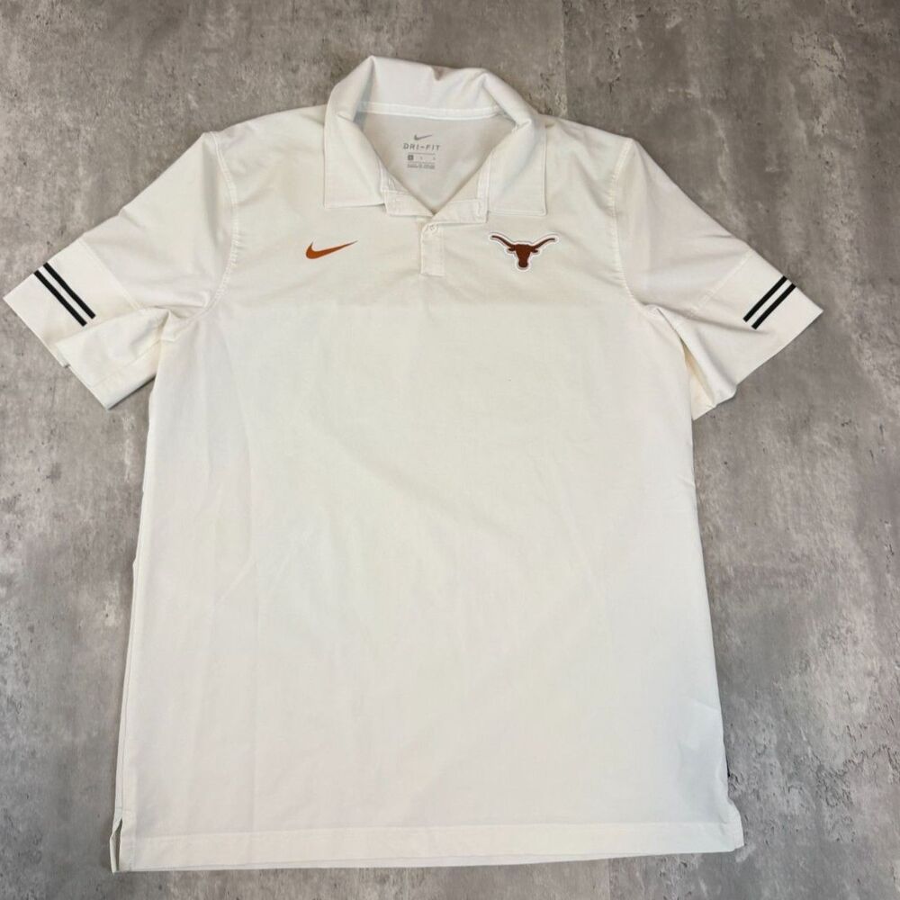 Nike Dri-Fit Texas Longhorns Polo Men's L White Golf Shirt NCA